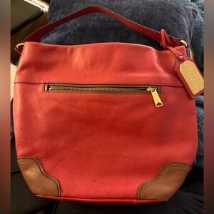 Ralph Lauren Red Leather Shoulder Bag